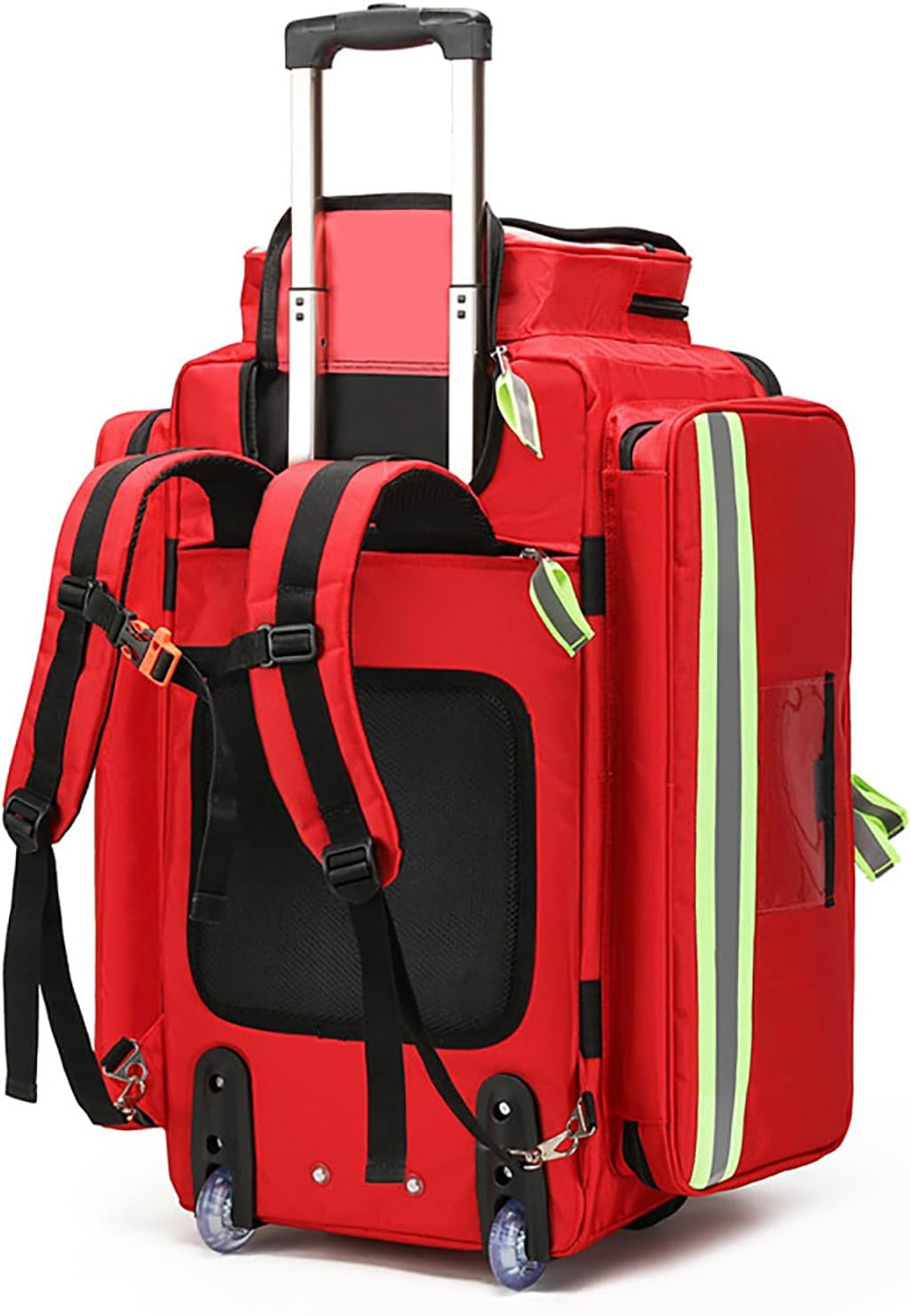 First Responder Bag with Wheels, Fire-retardant&1800D Oxford Cloth, Trauma Backpack Empty, Medical Emergency Kits Storage Jump Bag Pack, for EMT, EMS, Police, Firefighters, Home Health Nurses, Doctors