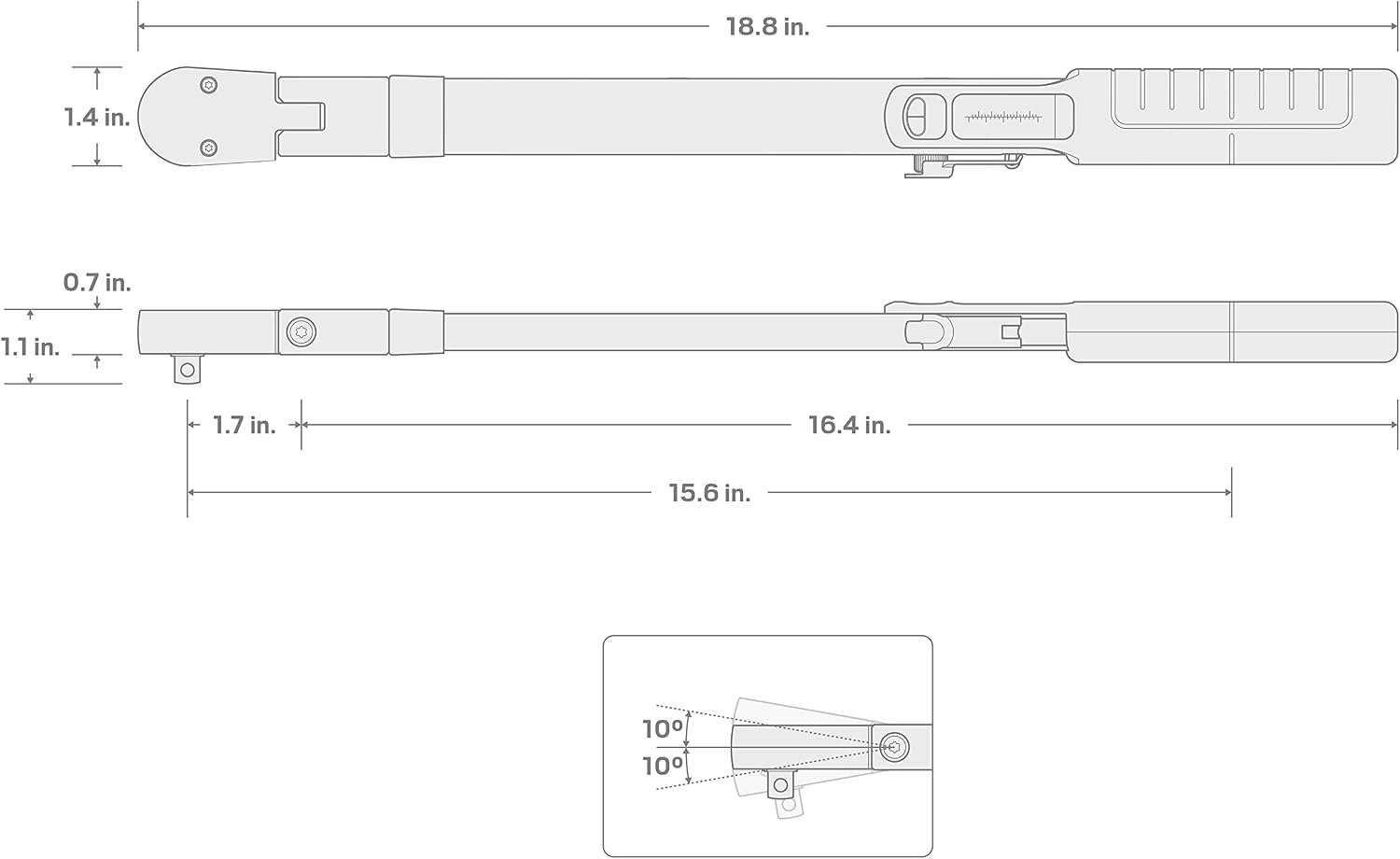 TEKTON 3/8 Inch Drive 72-Tooth Split Beam Torque Wrench (26-130 Nm) | TRQ62131