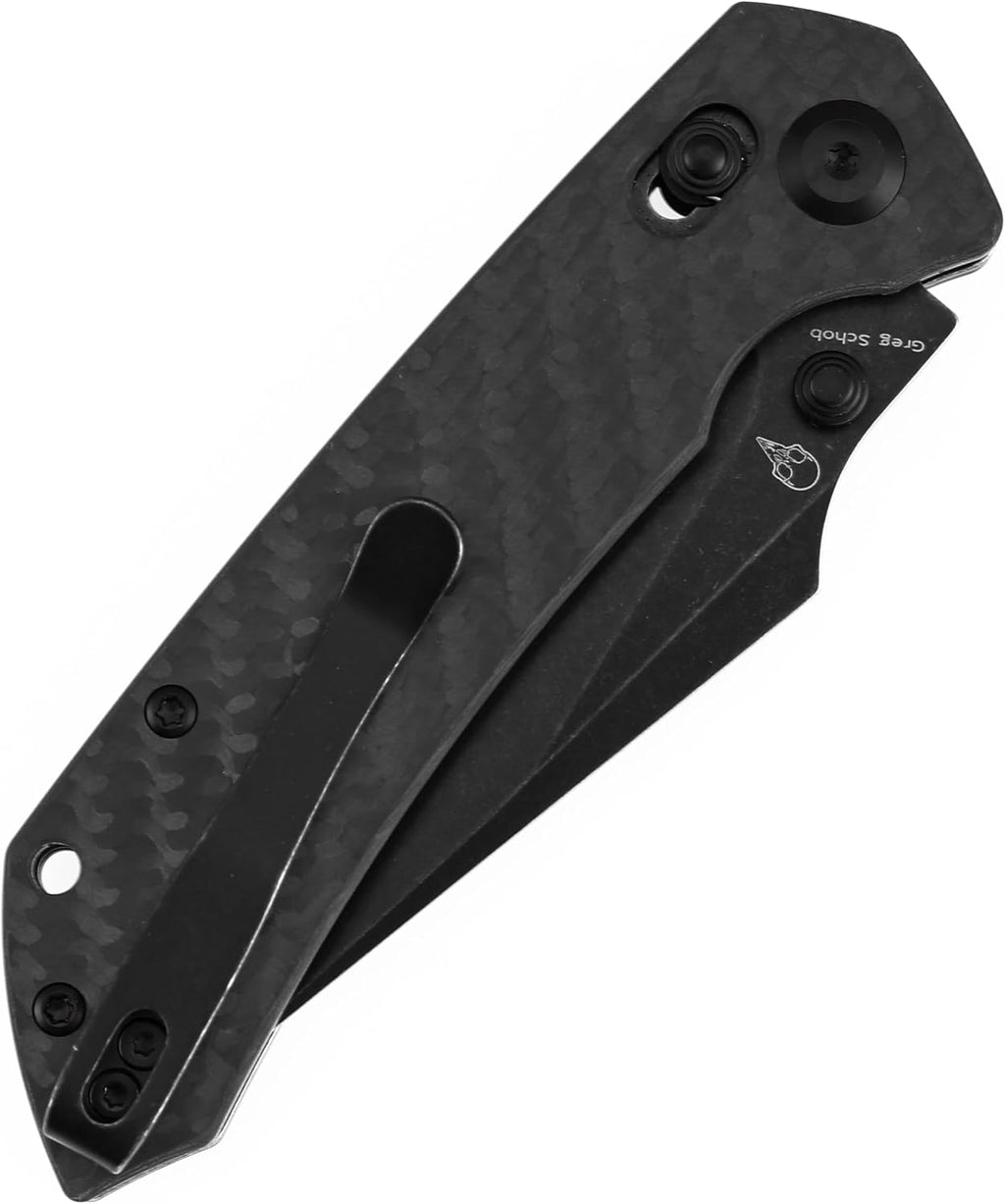 KANSEPT Fenrir Pocket Knife, 3.48'' Black Stonewashed CPM S35VN Harpoon Blade, Twil Carbon Fiber Handle with Crossbar Lock, Thumb Stud PocketClip for Edc,Camping Survival Hiking Folding Knives K1034V5