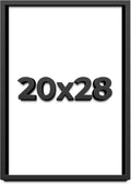 20x28 Shadow Box Black Solid Wood Display Frame with White Acid-Free Backing UV Acrylic & Hanging Hardware - with 3/4' Usable Depth