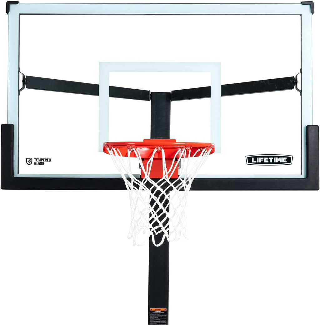 Lifetime 60' Mammoth Deluxe In-Ground Basketball Hoop, Mammoth Lift Adjustable Height, Tempered Glass Backboard Bolt Down System