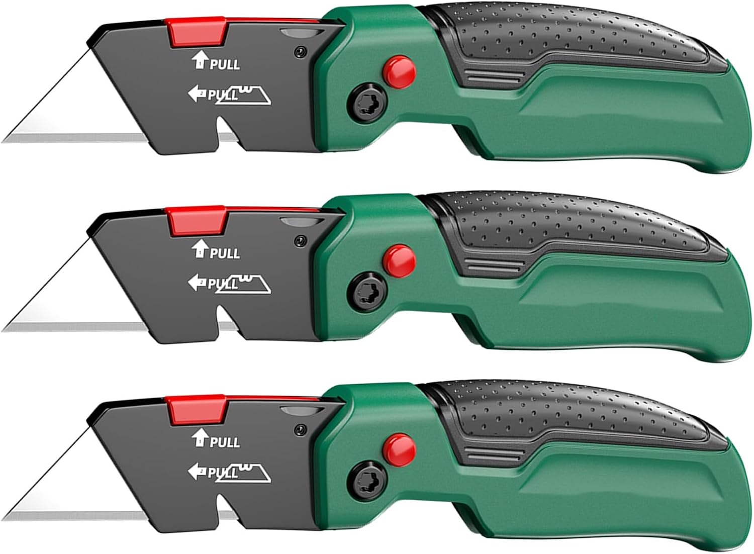 Heavy-duty Folding Utility Knife，with Integrated Blade Storage，box Cutter Folding Includes Belt Clip, 13 Blades(*3)