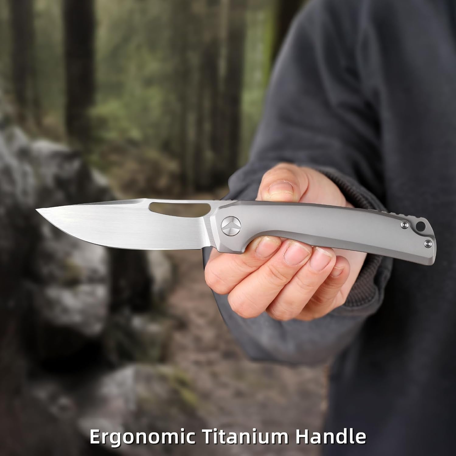 Pocket Knife, 3.5' M390 Blade Folding Knife Hunting Knife with Titanium Handle and Pocket Clip, EDC Knives for Hunting Camping Survival Outdoor Fishing Hiking（Grey）