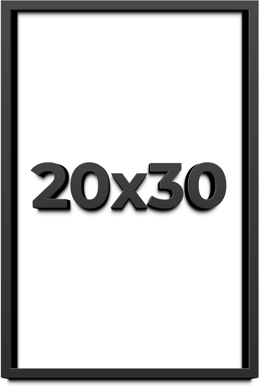 20x30 Shadow Box Black Solid Wood Display Frame with White Acid-Free Backing UV Acrylic & Hanging Hardware - with 3/4' Usable Depth