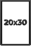 20x30 Shadow Box Black Solid Wood Display Frame with White Acid-Free Backing UV Acrylic & Hanging Hardware - with 3/4' Usable Depth