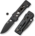 WeKnife Tyro Pocket Knife for Men, Superlock Folding Knife with 4-position Pocket Clip, 2.91' CPM 20CV Steel Blade 6AL4V Titanium Handle, Designed by Snecx Tan WE24001-1 (Black)
