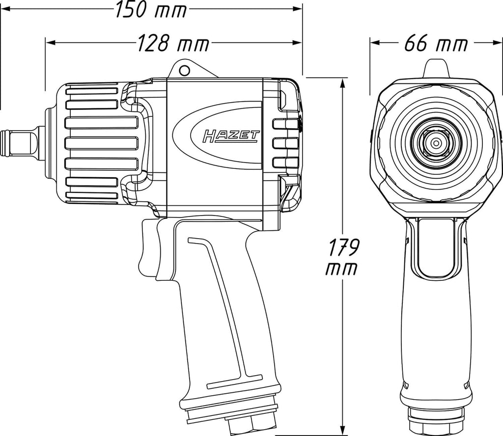 HAZET Impact Wrench 9012TT I Max. Loosening Torque1622ft-Lbs/T 2200 Nm, Square Drive 12.5 Mm (1/2 Inch) I High-Performance Double-Hammer Impact Wrench- Compact and Lightweight