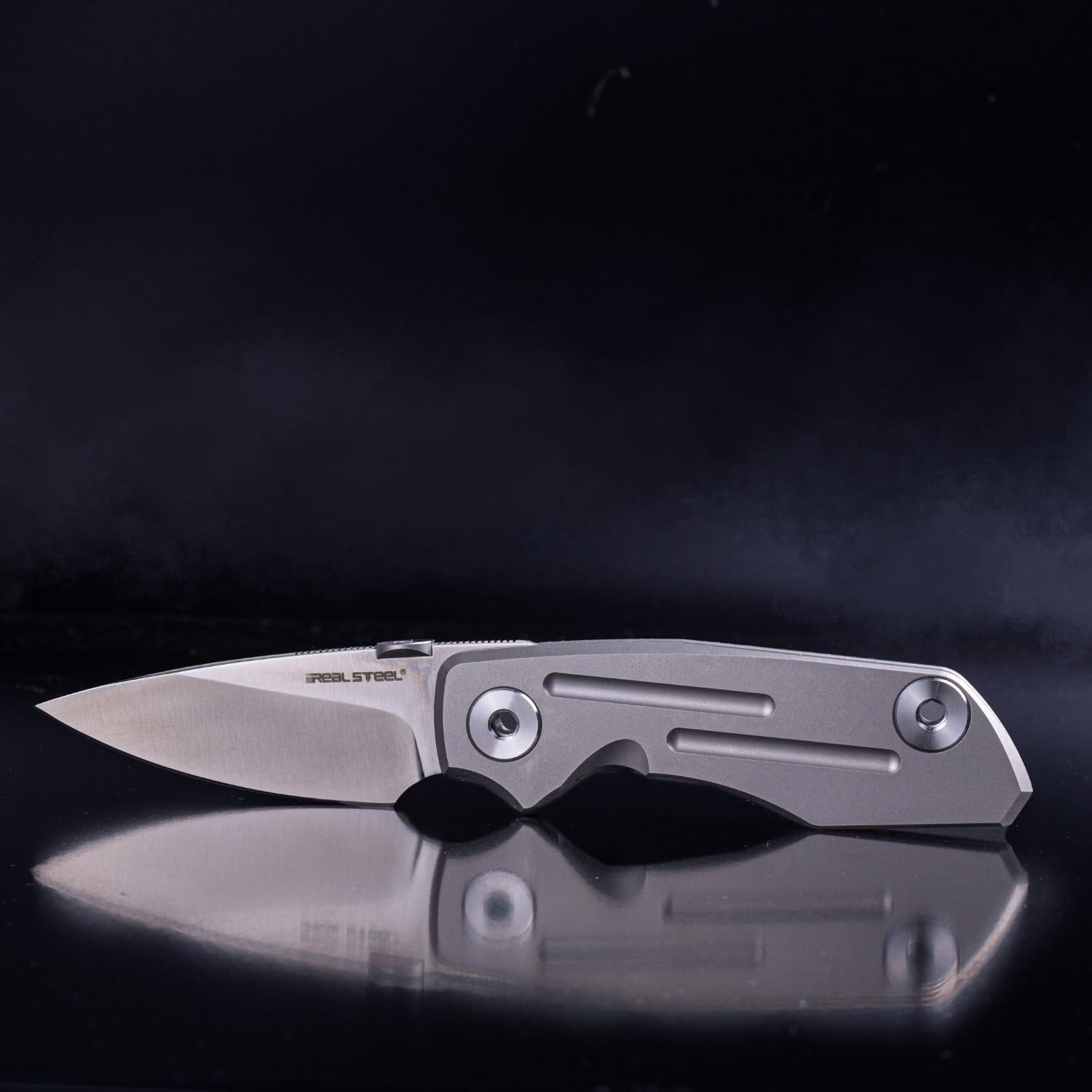 REALSTEEL Real Steel 2600 DELTA Frame Lock Slip Joint Pocket Knife - S35VN Blade and Titanium Handle - Perfect for Camping, Hiking, EDC Cutting Tasks - Pocket Clip Knife for Men Women