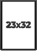 23x32 Shadow Box Black Solid Wood Display Frame with White Acid-Free Backing UV Acrylic & Hanging Hardware - with 3/4' Usable Depth