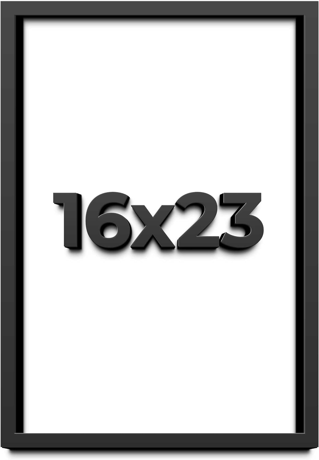 16x23 Shadow Box Black Solid Wood Display Frame with White Acid-Free Backing UV Acrylic & Hanging Hardware - with 3/4' Usable Depth