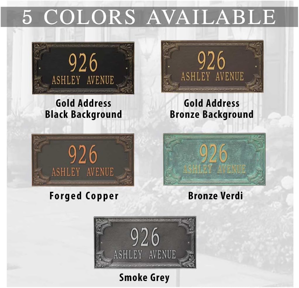 Whitehall Personalized Cast Metal Address plaque - The Penbrook Extra Grande sign. Made in the USA. Display your address Custom house number sign.
