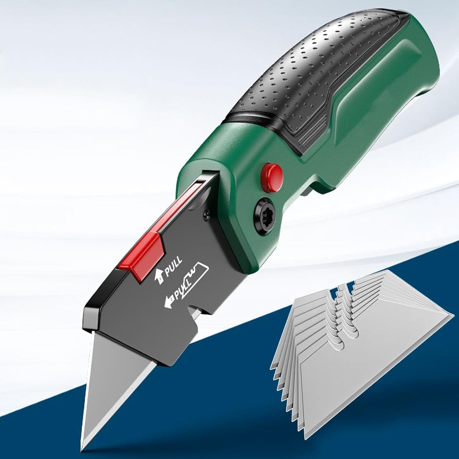 Heavy-duty Folding Utility Knife，with Integrated Blade Storage，box Cutter Folding Includes Belt Clip, 13 Blades(*3)