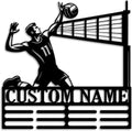 Custom Volleyball Medal Holder LED Light, Volleyball Player Name Medal Hanger Display, Rack For Tiered Award Ribbon, Metal Sign Gift For Athlete Artwork