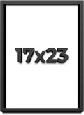 17x23 Shadow Box Black Solid Wood Display Frame with White Acid-Free Backing UV Acrylic & Hanging Hardware - with 3/4' Usable Depth