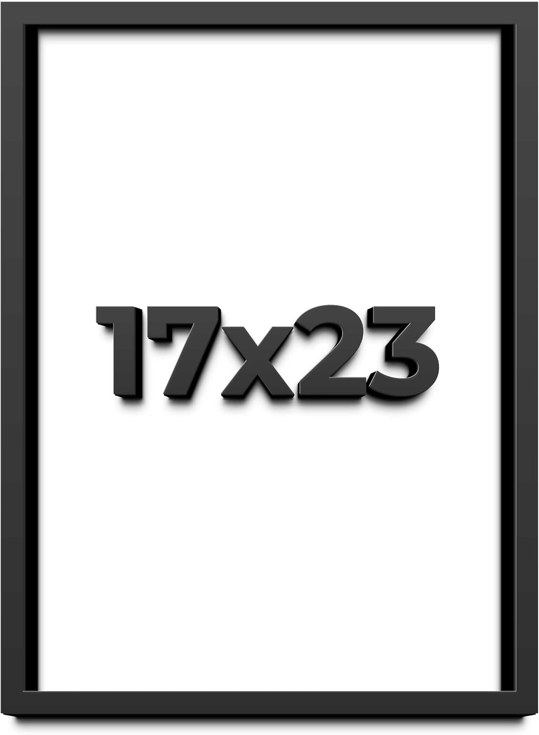 17x23 Shadow Box Black Solid Wood Display Frame with White Acid-Free Backing UV Acrylic & Hanging Hardware - with 3/4' Usable Depth