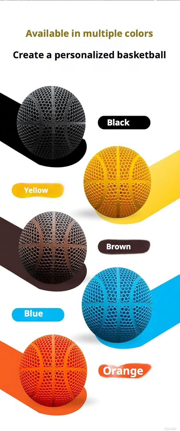 YHNNH Airless Basketball 3D Printed Silent Basketball Indoor Outdoor Durable Performance Quiet Basketballs Gift for Friends