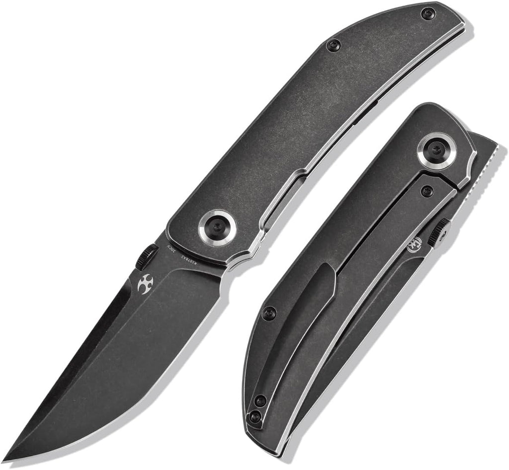KANSEPT Tarkin Camping Pocket Knives for Men 7.87in Folding Pocket Knives with 3.42in Blackwash CPM 20CV Material and Blackwash Titanium Handle for Outdoor, Tactical, Survival K1078A2