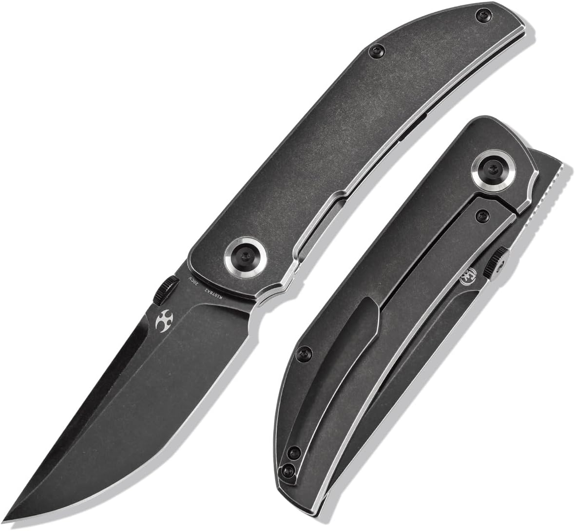KANSEPT Tarkin Camping Pocket Knives for Men 7.87in Folding Pocket Knives with 3.42in Blackwash CPM 20CV Material and Blackwash Titanium Handle for Outdoor, Tactical, Survival K1078A2