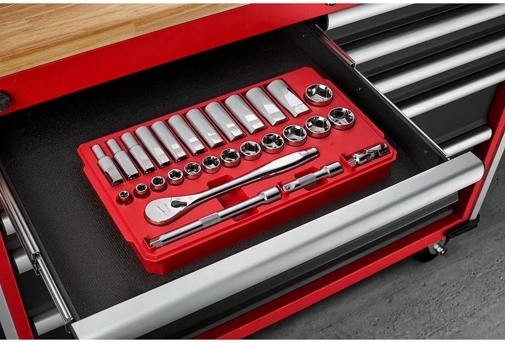 Socket and Socket Wrench Sets 48-22-9408 for Milwaukee 3/8-Inch Drive Durable Ratchet and Socket Set - 28pc 9.9 x 1.8 x 15.1 In
