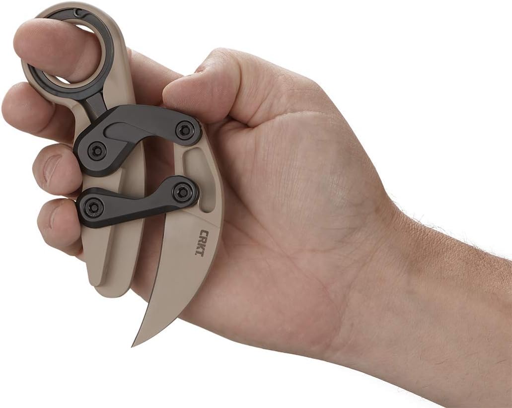 CRKT Provoke Desert Sand Kinematic EDC Folding Pocket Knife: Morphing Karambit, D2 Cerakote Blade, Kinematic Pivot Action, Integrated Safety Lock, Low Profile Pocket Clip 4040DS