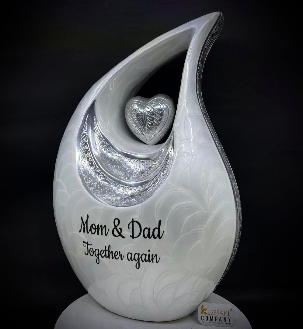 Double Adult/XXL urn for Forever Together Companions - Companion urns for 2 Adults - Teardrop Cremation Keepsake for Human Ash of Adult Man and Female - Includes Velvet Bag, 440 Cu Inch
