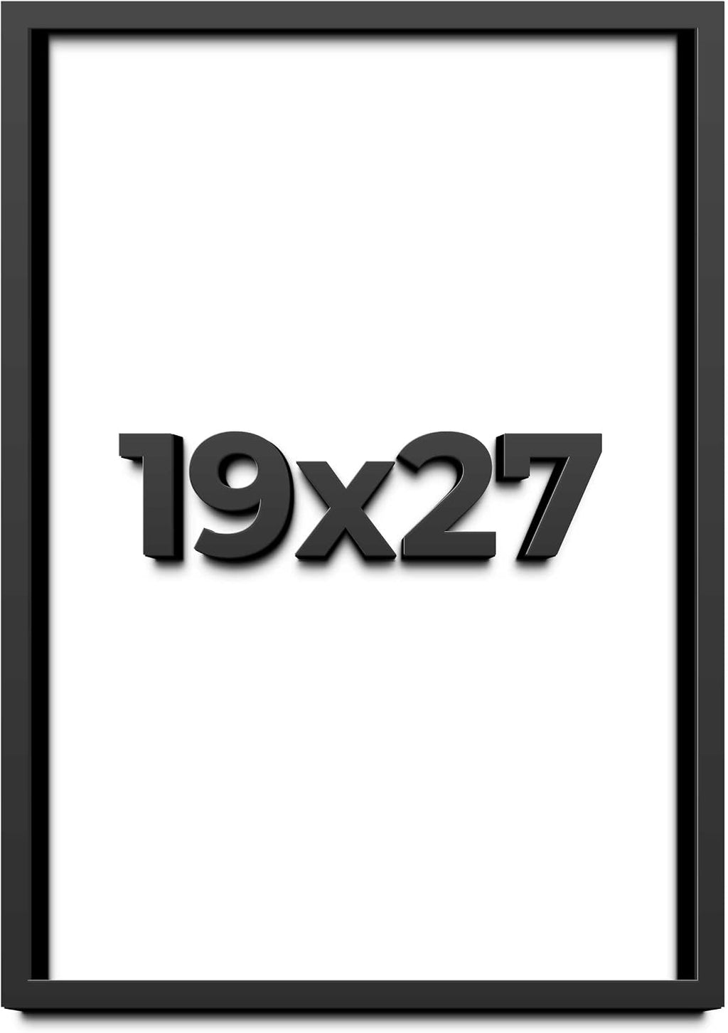19x27 Shadow Box Black Solid Wood Display Frame with White Acid-Free Backing UV Acrylic & Hanging Hardware - with 3/4' Usable Depth