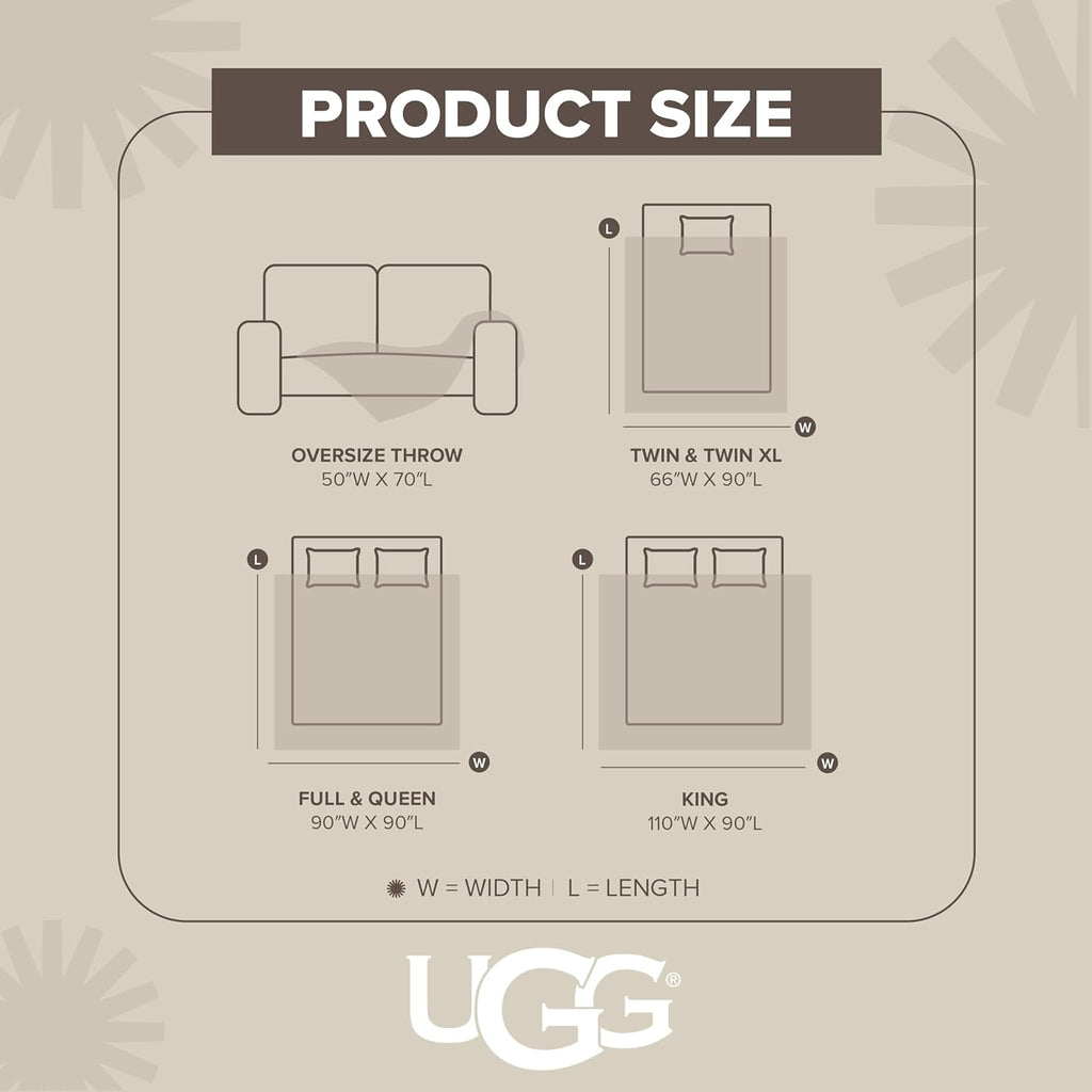 UGG Adalee Faux Fur Full/Queen Size Blanket, Warm Cozy Blanket, Extra Large Throw for Sofa, Washable Bedding for Full or Queen Size Bed, Cute Room Decor, 90' x 90', Oyster Brown