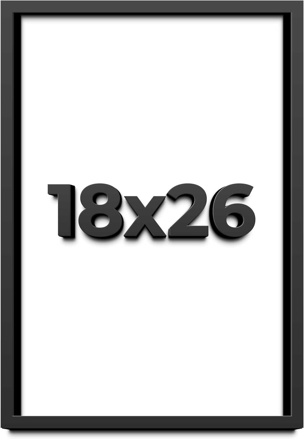 18x26 Shadow Box Black Solid Wood Display Frame with White Acid-Free Backing UV Acrylic & Hanging Hardware - with 3/4' Usable Depth