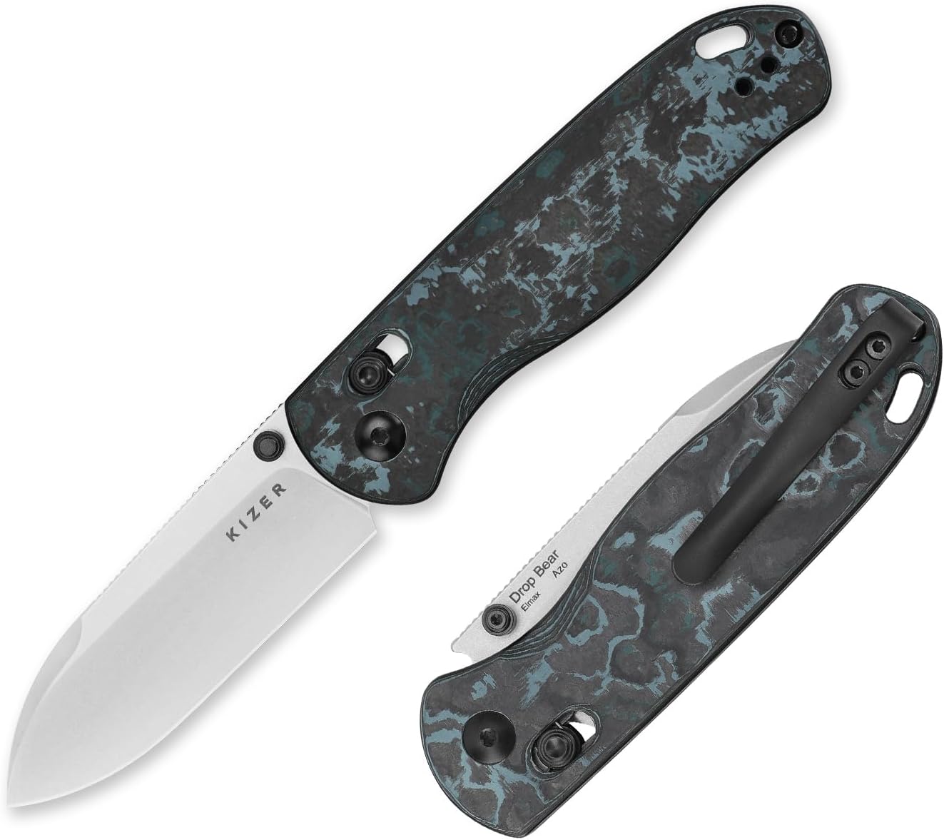 Kizer Drop Bear Pocket Knife, Folding Knife, 2.97 In Elmax Steel Blade, Fatcarbon Carbon Fibre Handle, Folding Pocket Knife, EDC knife, Ki3619A2
