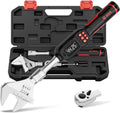 VANPO Adjustable Digital Torque Wrench, 2.2-44.3 Ft.lb/3-60Nm, ±2% Accuracy, HVAC Torque Wrench with Interchangeable 42mm Jaw & 3/8' Ratchet Head, Buzzer and LED Alert for Split AC, Moto