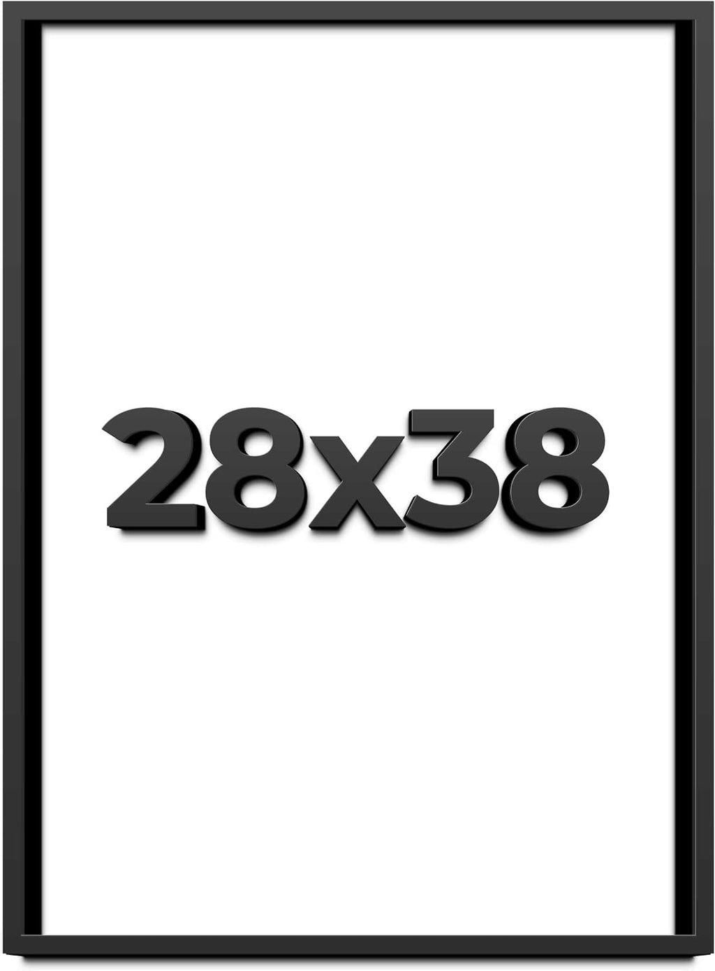 28x38 Shadow Box Black Solid Wood Display Frame with White Acid-Free Backing UV Acrylic & Hanging Hardware - with 3/4' Usable Depth