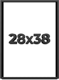 28x38 Shadow Box Black Solid Wood Display Frame with White Acid-Free Backing UV Acrylic & Hanging Hardware - with 3/4' Usable Depth