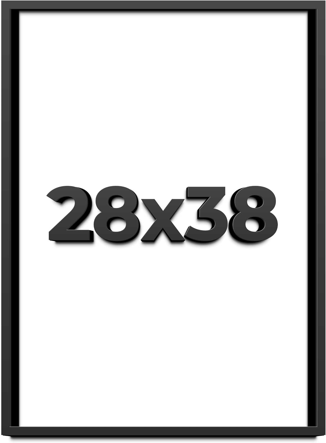28x38 Shadow Box Black Solid Wood Display Frame with White Acid-Free Backing UV Acrylic & Hanging Hardware - with 3/4' Usable Depth