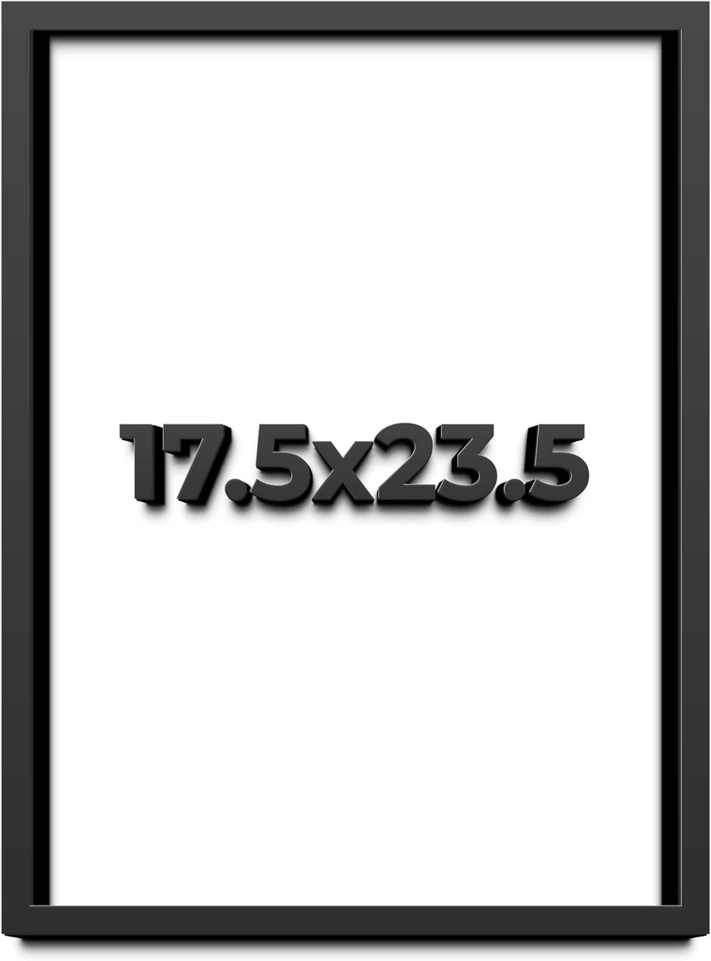 17.5x23.5 Shadow Box Black Solid Wood Display Frame with White Acid-Free Backing UV Acrylic & Hanging Hardware - with 3/4' Usable Depth