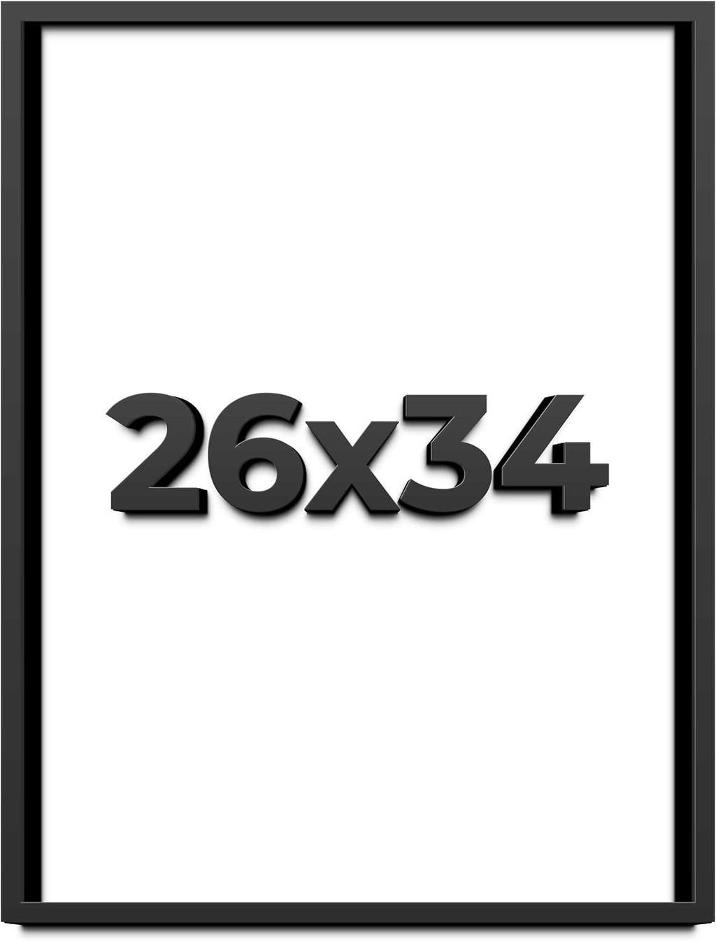 26x34 Shadow Box Black Solid Wood Display Frame with White Acid-Free Backing UV Acrylic & Hanging Hardware - with 3/4' Usable Depth