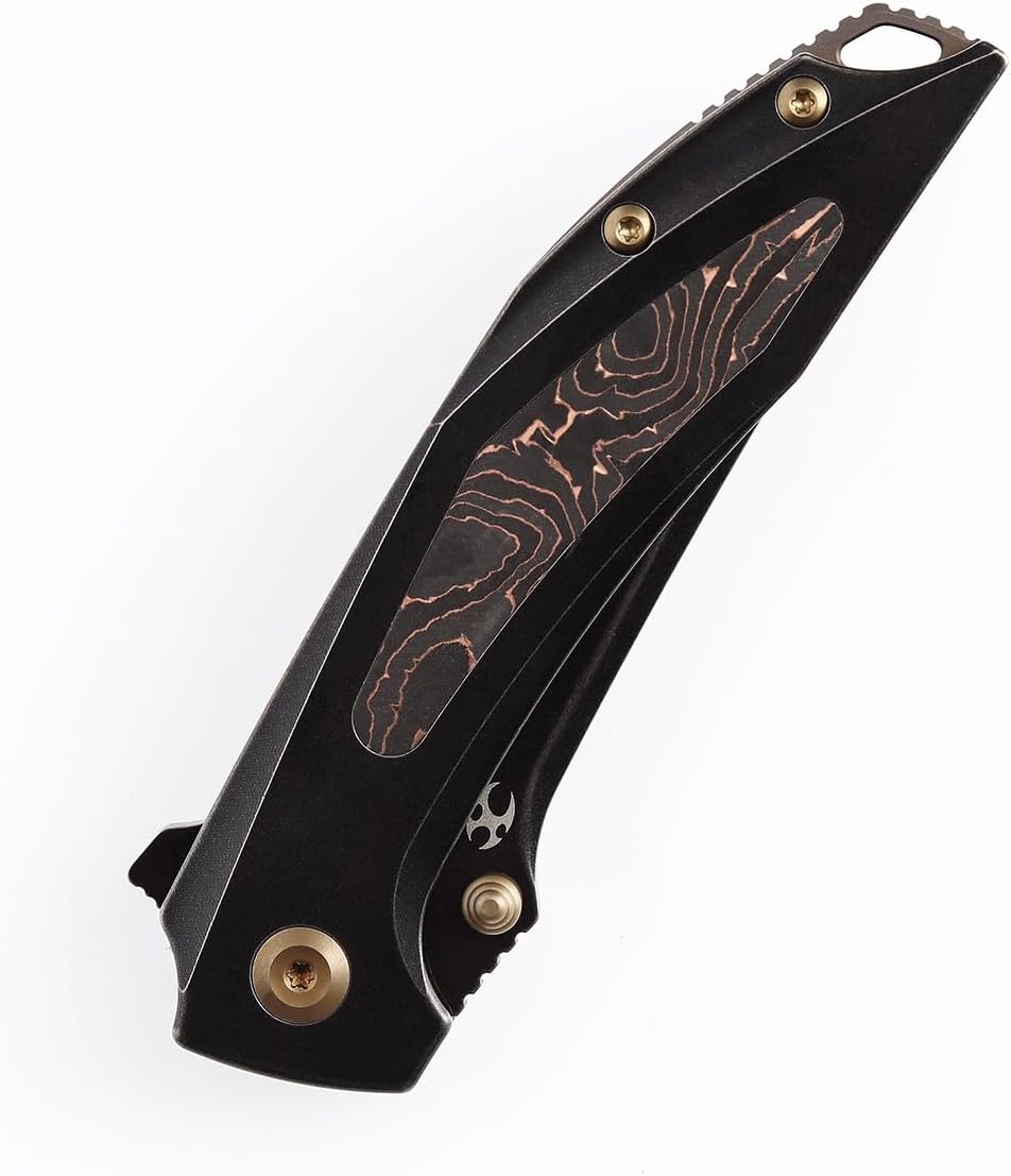 KANSEPT Baku Pocket Folding Knives for Men EDC Camping Folding Knife 3.2'' CPM-S35VN Material Women Folding Knives with Titanium Copper Carbon Fiber Handle Everyday Carry K1056A1