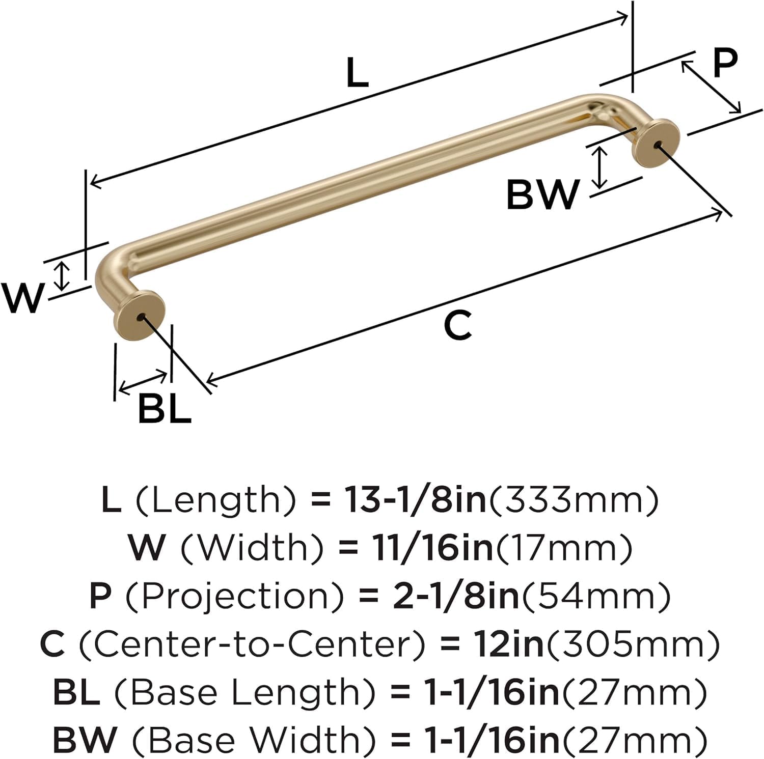 Amerock Factor 12 inch (305 mm) Center-to-Center Golden Champagne Appliance Pull, BP36965BBZ