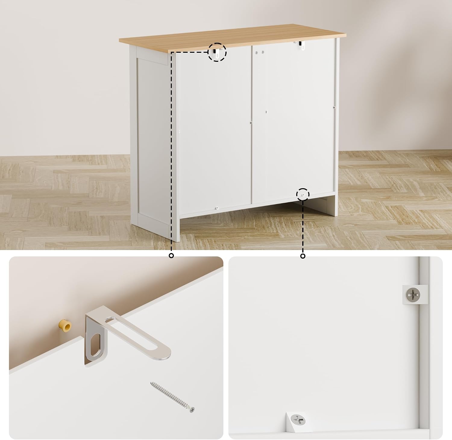 Buffet Cabinet with Storage - Buffets & Sideboards Kitchen Storage Cabinet, Wood Console Table Coffee Bar Accent Cabinets for Living Room Dining Room Entryway Small 2 Doors & Drawers, White 35.4'W