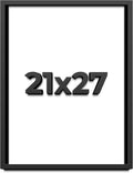 21x27 Shadow Box Black Solid Wood Display Frame with White Acid-Free Backing UV Acrylic & Hanging Hardware - with 3/4' Usable Depth