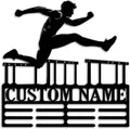 Custom Hurdles Running Medal Holder LED Light, Hurdle Runner Name Medal Hanger Display, Rack For Tiered Award Ribbon, Metal Sign Gift For Athlete Artwork