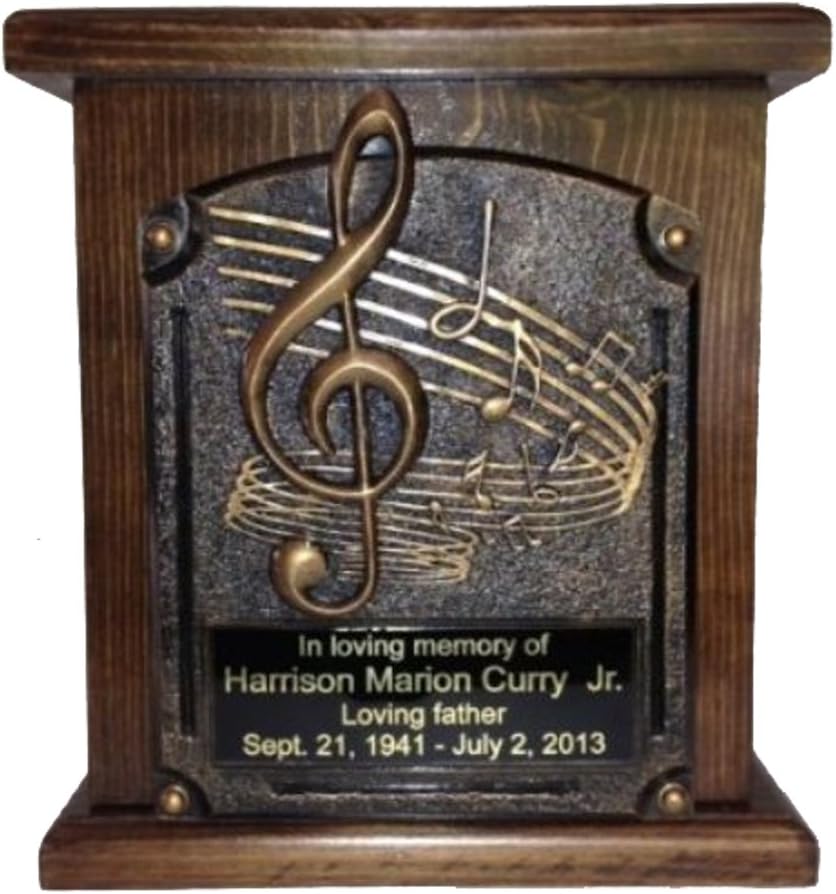 Music Lovers Cremation Urn, Wooden Funeral Urn, with Personalized Engraving