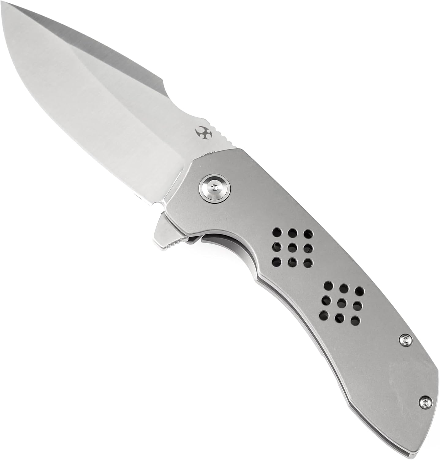 KANSEPT Entity Pocket Folding Knives EDC Camping Folding Knife 3.52'' Satin CPM-S35VN Blade Pocket Folding Knife with Bead Blasted Titanium Handle Everyday Carry K1036A1