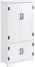 48' Farmhouse-style Freestanding Storage Cabinet, Kitchen Storage Bakers Rack with Adjustable Shelves, Utility Food Cupboard with Flexible Storage for Kitchen Dining Garage Laundry Rooms, White