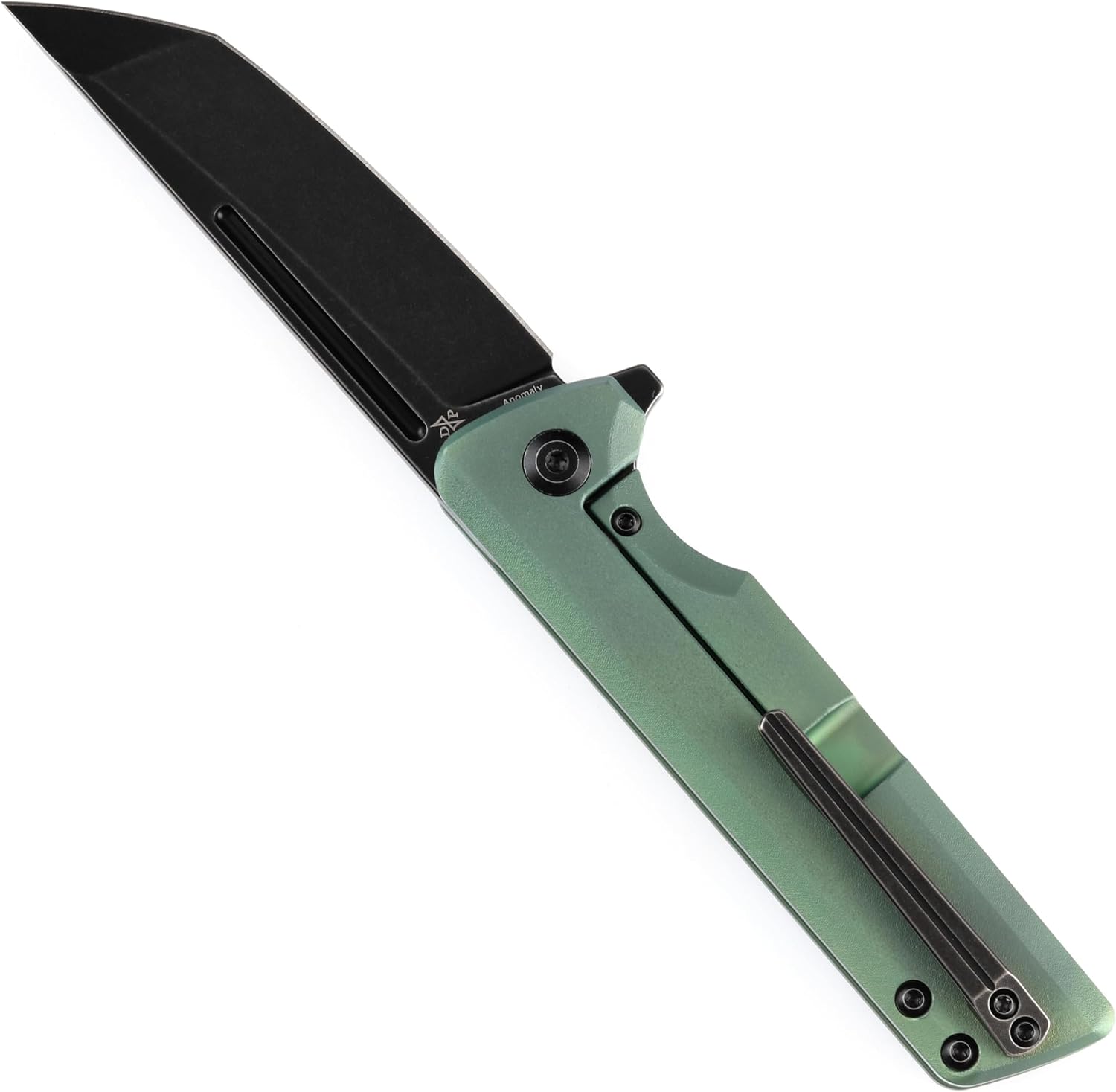 KANSEPT Anomaly Pocket Folding Knives EDC Camping Folding Knife 3.14'' Black Stonewashed CPM S35VN Material Pocket Folding Knife with Green Orange Peel Finish Titanium Handle Everyday Carry K2038T4
