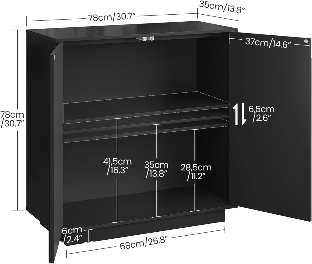 CHOEZON Buffet Cabinet, Sideboard Buffet Cabinet with Storage, Coffee Bar Cabinet, Push-to-Open Doors & Adjustable Internal Shelf, Buffet Table for Kitchen, Dining Room, Black MCB01BB
