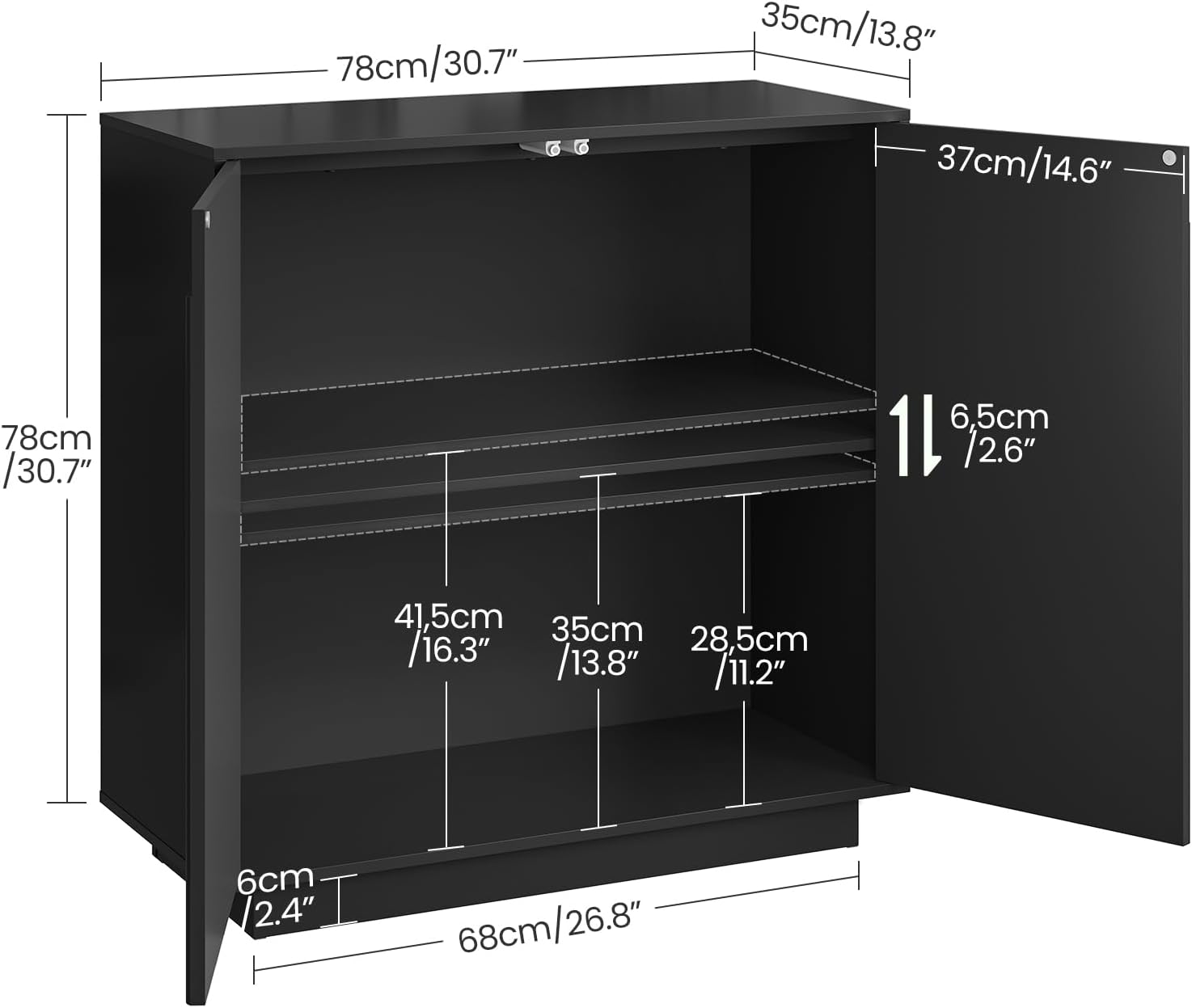 CHOEZON Buffet Cabinet, Sideboard Buffet Cabinet with Storage, Coffee Bar Cabinet, Push-to-Open Doors & Adjustable Internal Shelf, Buffet Table for Kitchen, Dining Room, Black MCB01BB