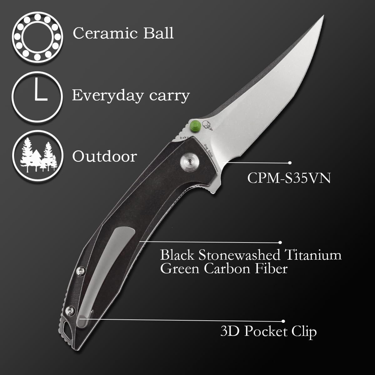 KANSEPT Baku Pocket Folding Knife for Men K1056A7