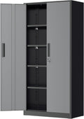 Greenvelly Metal Garage Storage Cabinet, 72' Black Gray Tool Steel Locking Cabinet with Doors and 4 Shelves, Tall Cabinets for Garage Storage Systems Lockable File Cabinet for Home Office,Garage