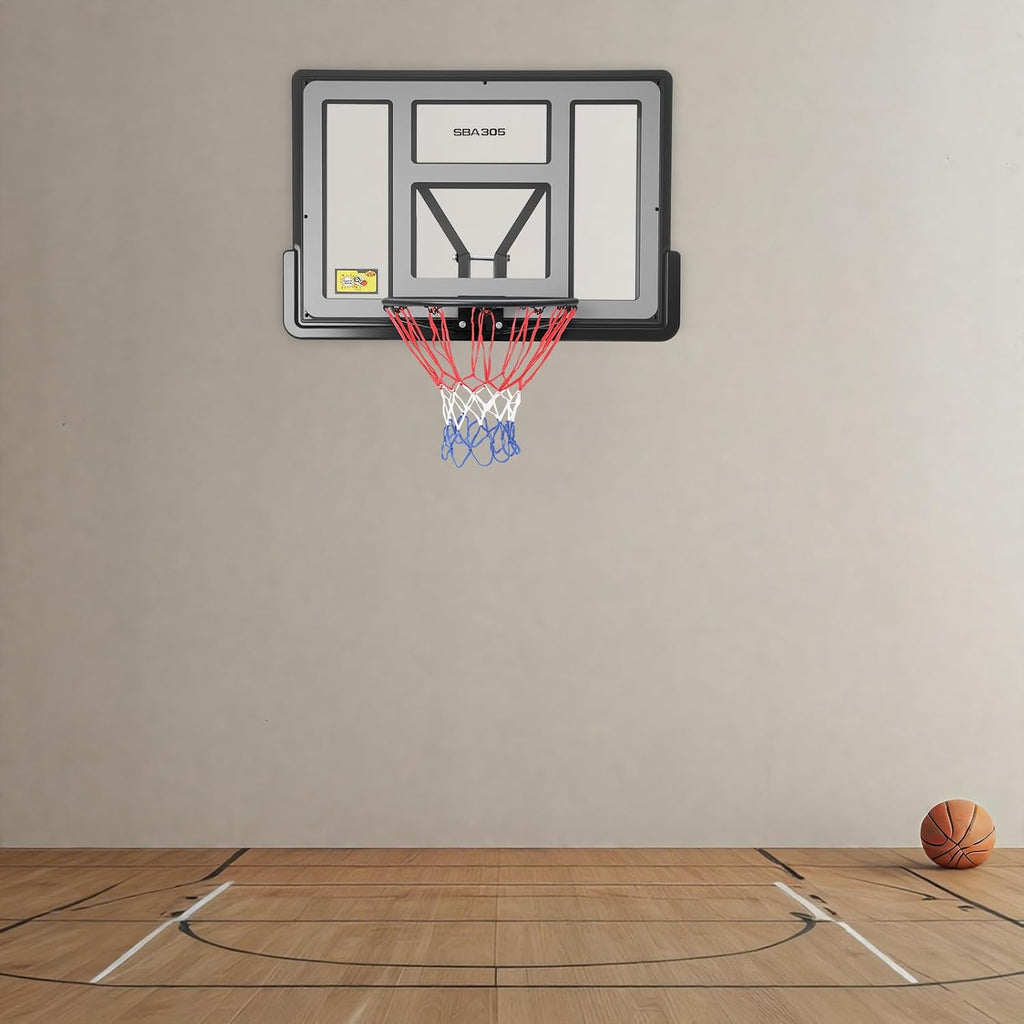 Basketball Backboard and Rim Combo, Indoor Outdoor Pole Mount Basket Ball Hoop with Adjustable Basket Ball Goal PET Backboard, Wall Mounted Basketball Rack & Mounting Bracket Hoop,Over-The-Door Hoops