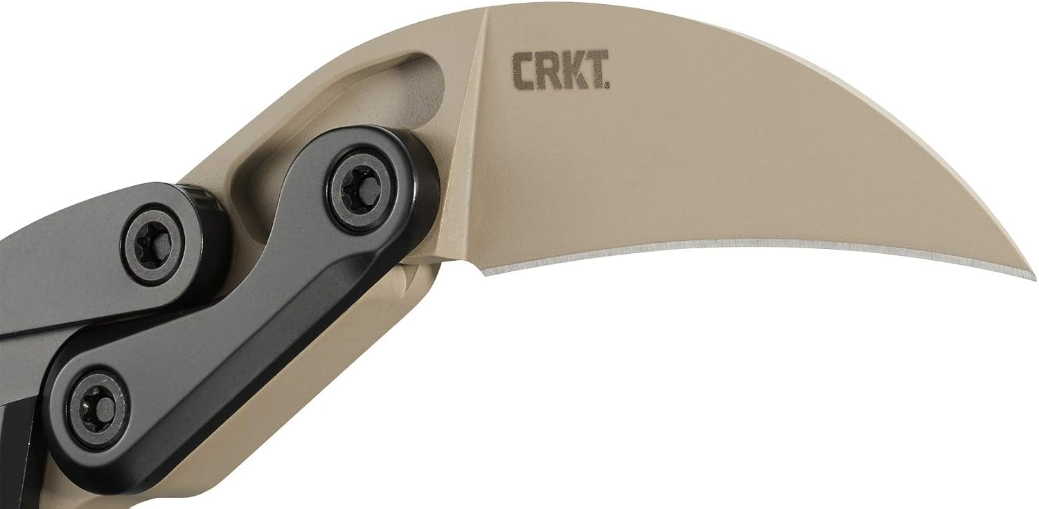 CRKT Provoke Desert Sand Kinematic EDC Folding Pocket Knife: Morphing Karambit, D2 Cerakote Blade, Kinematic Pivot Action, Integrated Safety Lock, Low Profile Pocket Clip 4040DS
